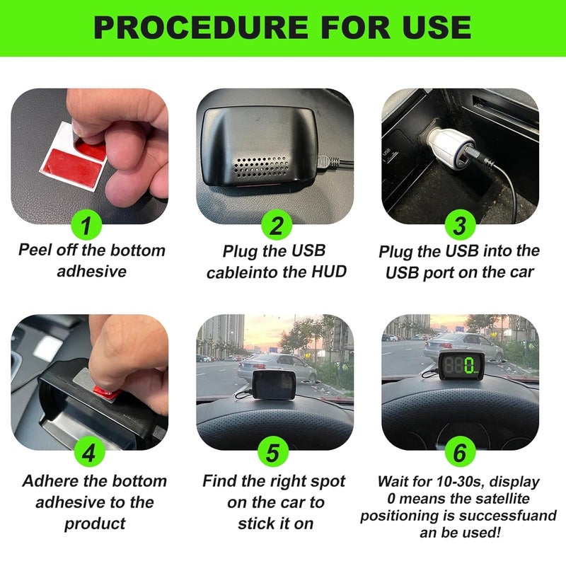 Ulker GPS HUD Speedometer Head-Up Display KM/H Digital Speedometer with LED Large Font Display for Car, Plug and Play for Truck Motor SUV Golf Cart All Vehicles - Image 4